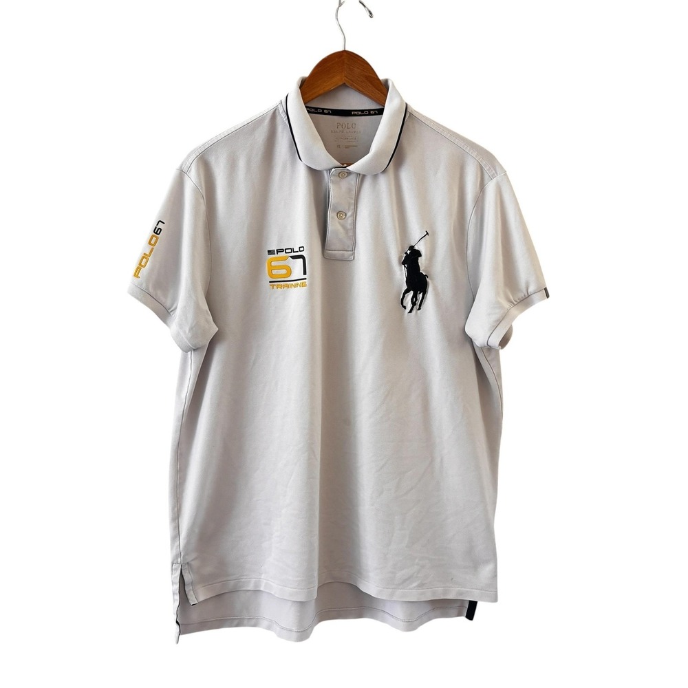 Polo Ralph Lauren Polo Shirt Mens XL White Polo 67 Training Large Pony FLAWS